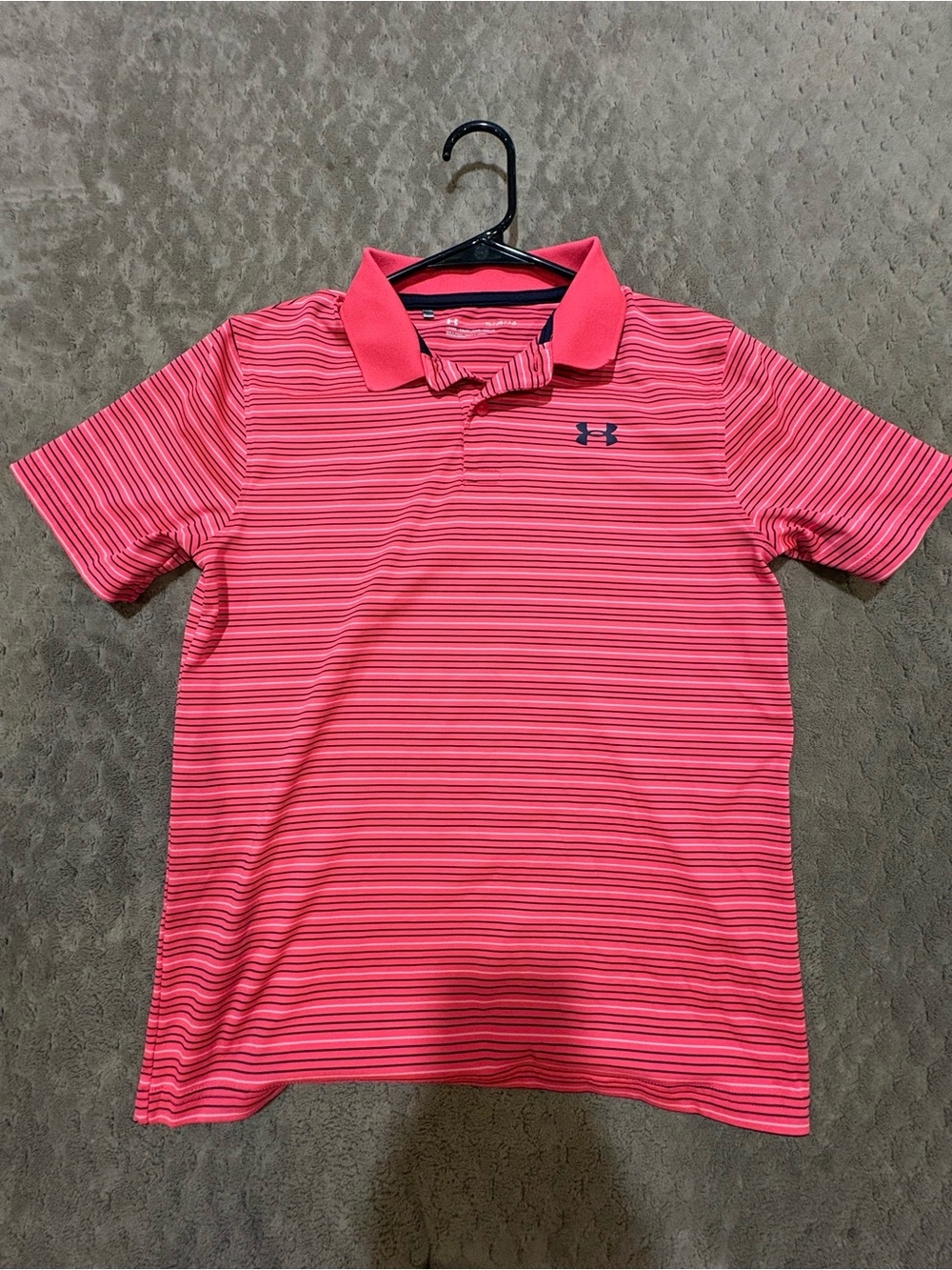 Under Armour Coral Pink Striped Performance Polo